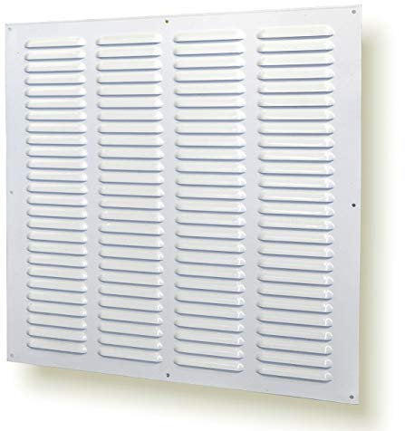 Griglia di ventilazione in metallo da 45 x 45 cm, con zanzariera (45 x 45 cm, colore bianco)