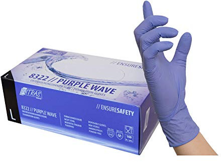 NITRAS Medical 8322 Purple Wave Nitrile Disposable Gloves Purple Size M Pack of 100
