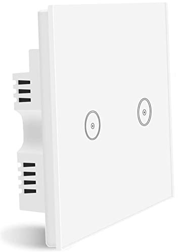 WiFi Smart Light Switch, 3 Gang Touch Wall Switch, Compatible with Amazon Alexa/Google Home, APP Remote/Voice Control, Timer, Neutral Wire Required, White (WiFi Switch 2 gang)