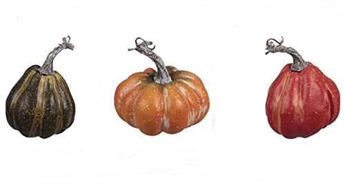 3 STK KÜRBIS DEKO Kürbisse XXL oth1 Deko Halloween Autumn 12cm Herbstdeko Dekokürbis Dekoobjekt Tischdeko Dekofrüchte