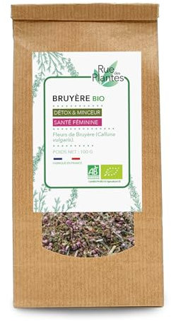 Bruyère Sommité Fleurie Bio 100 g | Infusion Drainante | Plante qui Favorise le Confort Urinaire et le Bien-Être Rénal | Idéale pour l’Élimination Naturelle | Conditionnée en France, RUE DES PLANTES