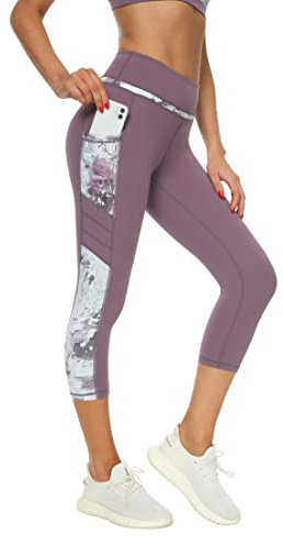 Buepeara Damen Sport Leggings mit Taschen, High Waist Sporthose Tights Laufhose Fitnesshose Yogahose