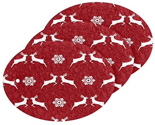 Reinigungsschwämme Saugfähige Küchenschwämme und Schrubber für den Haushalt Nicht Kratzende Küchenschwämme Holz Zellstoff Baumwolle Muster Weihnachten Rentier