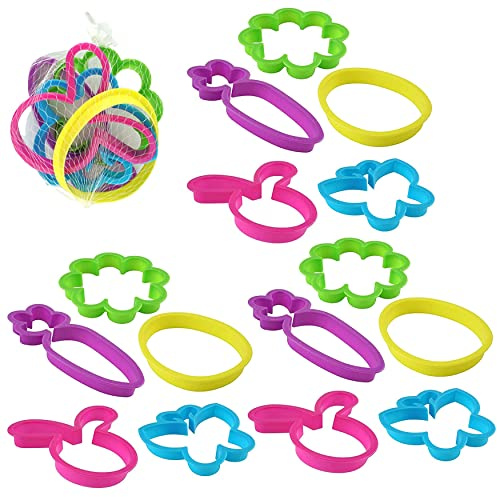 15PC Easter Cookie Cutter Set, BPA Free Plastic Biscuit Moulds, Bunny, Butterfly, Carrot, Flower & Egg Shapes, Reusable for Easter Baking, Kids DIY Crafts & Festive Celebration