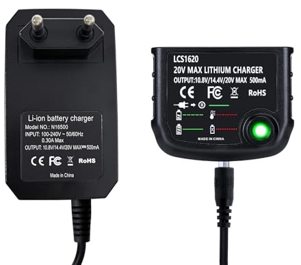 Umelee Chargeur Batterie LCS1620 pour Batterie Li-ION Black & Decker 10,8V/14,4V/20V LB20 LBX20 LBXR20 LBXR20-OPE LBX4020 LB2X4020 LBXR2020-OPE LB2X3020-OPE, avec Prise UE