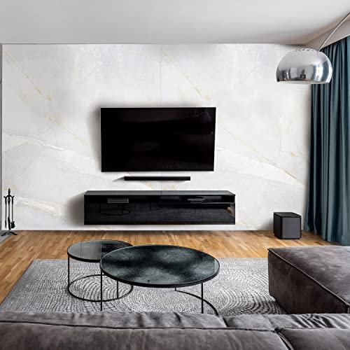 dedeco Wohnzimmerrückwand TV-Wand Wandpaneel Wohnrückwand Rückwand Tapetenersatz, Motiv: Marmor V1, 300 x 150 cm, Nano-Protect: hochglanz, wasserfest, robust, als Wandverkleidung aus Aluminium