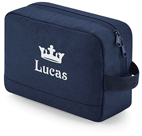 Personalisierbare Kulturtasche, recycelte Kulturtasche, tragbare Reise-Kulturtasche für Damen und Herren, Tasche mit Griff, Rasiertasche, Kosmetiktasche, marine, Recyceltes Mehrzweck-Etui