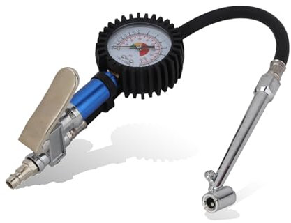 Reifenfüller mit Manometer, 12 Bar Selbstklemmende Reifendruckpistole, Reifenfüller, Luftwerkzeug, Luftkompressor, Reifenfüller-Aufsatz