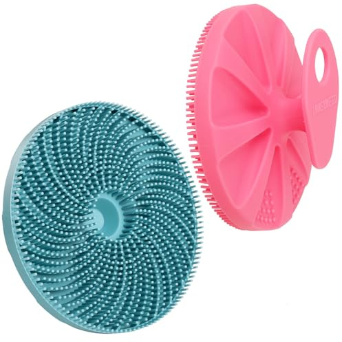 INNERNEED Food-grade Silicone Body Scrubber Exfoliating & Massaging Shower Brush, More Hygienic Bathing Tool, for All Skin Types, Lathers Well, Longer Service Life (Dark Green+Pink)