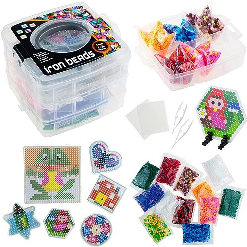 Kreative Bügelperlen Set 6000 STK. mit Box. Bügelperlen-Set, DIY-Bügelperlen mit Zubehör, kreative Bügelperlen, Bügelplatten, Perlen-Set in Organizer-Box