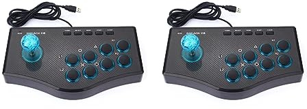 Balawin 2X Controlador de Juegos con Cable Rockero de Juego Palanca de Mando USB Arcade Dispositivo USBF para Computador PC Mando de Videojuegos Consola de Juegos