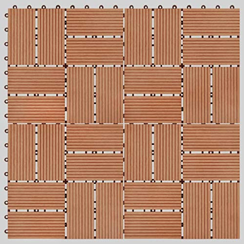 BaraSh Carreau de terrasse 11 pcs WPC 30 x 30 cm 1 m² Couleur Teck,Caillebotis Exterieur,Dalle Terrasse Exterieur