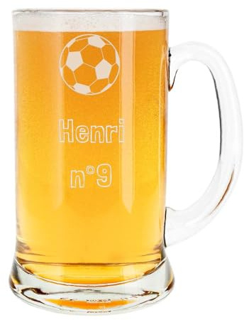 Ocadeau Jarra de Cerveza Personalizada grabada - Vaso de Cerveza Personalizado - Vaso con asa Grabado con Texto