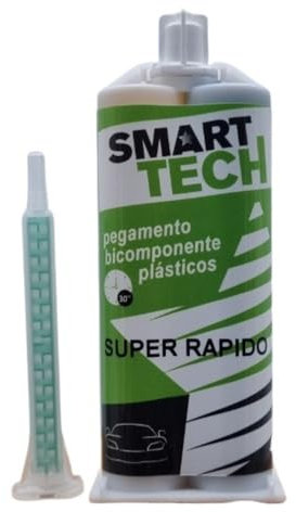 Pegamento Resina Epoxi 2 componentes SUPER RÁPIDO cura en 30 especial para reparar plásticos paragolpes patillas de faros soportes Adhesivo Bicomponente 50ml con una canula