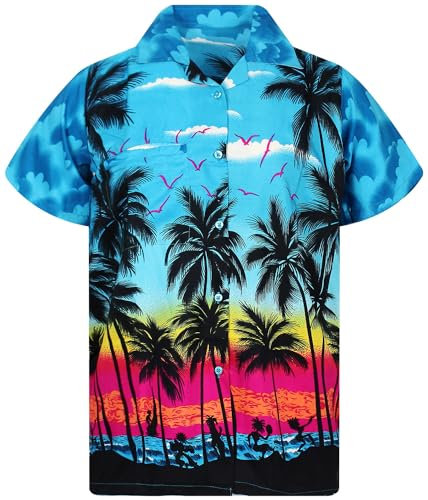 King Kabana Stylish Hawaii-Skjorta, Kortärmad, Beach-Style, Turkos, S