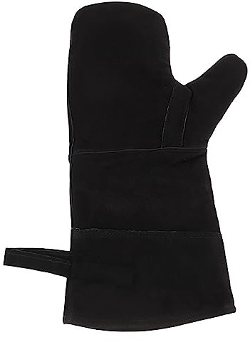 Angoily Hochwertige Hitzebeständige Ofenhandschuhe Aus Rindsleder Mit Baumwollfutter Flexibel Und Feuersicher Für Grill Kamin Backofen Schweißen Bbq Und Gartenarbeit Langlebiger Handschutz