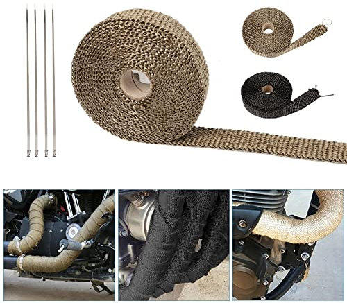 Auspuff Hitzeschutzband Auspuff Wärmeband Thermoband Fiberglas Wärmeband Krümmer Isolierung Rolle Beständig Mit Edelstahlbändern 5M*2.5cm Hitzeschutzband (Color : Noir)