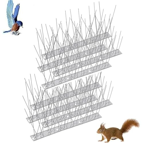 LELYFIT Vogel-Spikes mit Edelstahl-Basis, Vogelabwehr-Spike-Set, Vogelabwehr-Anti-Tauben-Set für Krähen, Möwen und kleine Vögel, Abdeckung 2m