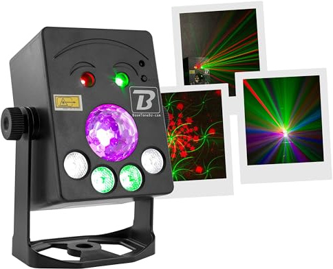 BoomToneDJ LightShow-BAT – Jeu de lumière portable autonome, faisceaux multicolores, strobe dynamique, effets synchronisés sur la musique, idéal pour soirées, animations et prestations mobiles
