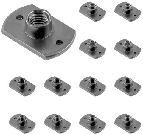 Swpeet Juego de 15 tuercas de soldadura M6 negras en forma de T, tornillo de máquina de acero al carbono UNC con base de lengüeta, sujetadores de campana de soldadura, 2 proyecciones, ideal para