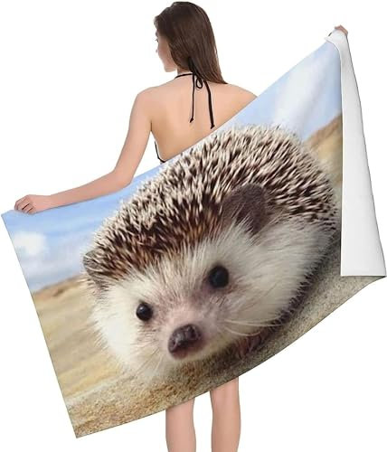 okoikfc 3D Strandtuch 80x160 cm Igel Badetuch Groß Igel Microfaser Handtücher Weich Schnell Trocknen Strandhandtuch Herren Frauen Badetücher, Strandtücher Strandlaken Handtuch A1438