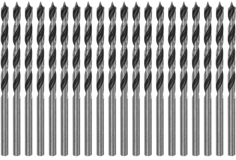 sourcing map 20pcs Brad Point Drill Bits 3mm(8/64) Dia Straight Round Shank Drill Metric Brad Point 1.5 Drilling Depth Spiral Twist Drill Bits for Carpenter Woodworking Plastic Rubber