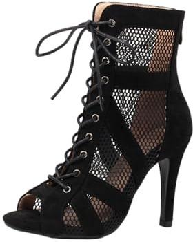 Peep Toe Talons à Lacets,Bottines De Danse Latine à Lacets,Bottes De Salsa,Flexible Et éLastique,Soulageant La Pression du Pied,Convient pour Les FêTes Ou Les Centres De Formation en Danse
