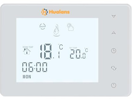 Termostato a batteria da parete 2 fili,Termostato digitale per caldaia a gas, cronotermostato a batteria programmabile-(NO WIFI)(Batterie escluso)