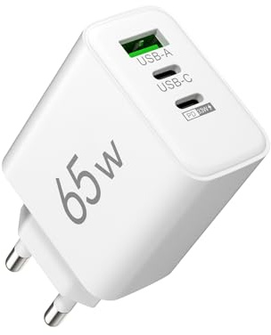 VIEVRE 65W USB C Ladegerät, 3 Port PD Charger Schnellladegerät, Netzteil für iPhone 16 15 14 Pro Max 13 12, Samsung Galaxy S24/S23/S22 Handys