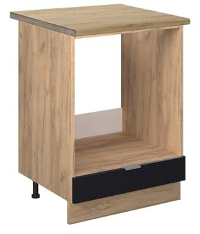 Vicco Herdumbauschrank Fame-Line, Schwarz gestreift, 60 cm, AP Eiche, zur Kombination mit weiteren Modulen der Fame-Line Serie