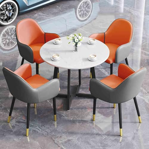 JHDXL Rezeption Tisch und Stuhl Kombination Set 4 Chairs, Besprechungstisch mit Stühlen, Verhandlungstisch Geeignet für Zuhause, Bibliothek Büro(Orange 2)