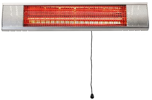 ELICENT | Caldo Lamp 2000 Gold, Stufa Radiante per Esterni con Griglia di Protezione, Interruttore ON/OFF a Tirante, Supporto Murale Orientabile, Superficie riscaldata 15m²