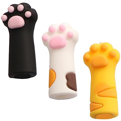 Ipetboom 3 Stück-pack Silikon Scherenkappen Katzenpfoten Motiv Schutzüberzug für Nagelhautschere und Pinzette Rutschfest Langlebig Nagelpflege Zubehör Zufällige Farbe