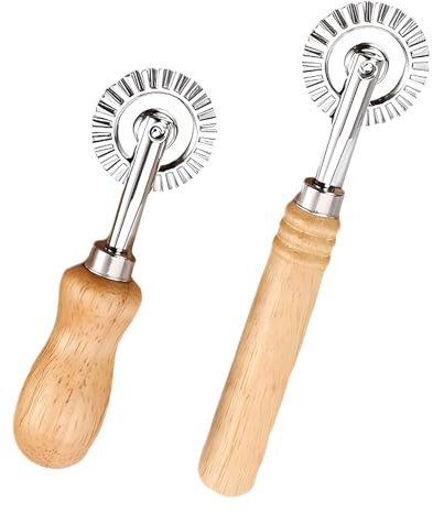 2 Pezzi Ruota Per Pasta, Rotella Tagliapasta in Acciaio Inossidabile con Lama Ondulata per Pasta, Ravioli, Sfoglia, Biscotti, Tagliapasta a Lama Singola per Cucina e Pasticceria