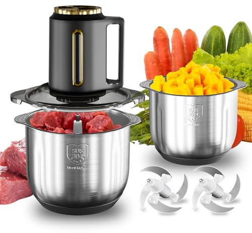 Picadora Eléctrica de Alimentos 2.5L, 300W Trituradora de Alimentos con 8 Cuchillas Acero Inoxidable, 3 Velocidades, Fácil de Limpiar, para Carne, Frutos Secos y Verduras