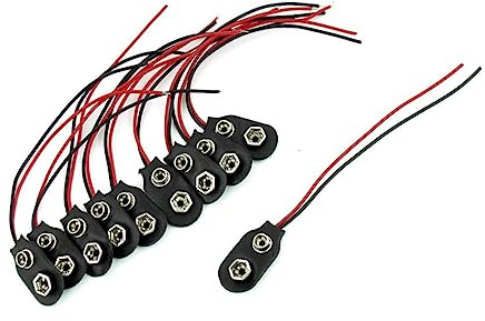 DIYEAH Connettori Per Batteria Da 9 v Tipo i Con Cavo 10 Cm Set Da 10 Pezzi, Morsetti Plastica Metallo Per Alimentazione Led, Clip Batteria Per Dispositivi Elettronici