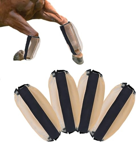 Mosquiteras de malla fina antimosquitos, 4 unidades, transpirables, para caballos, cierre de velcro, accesorios para caballos, para aliviar la irritación de las articulaciones, daños en las pezuñas