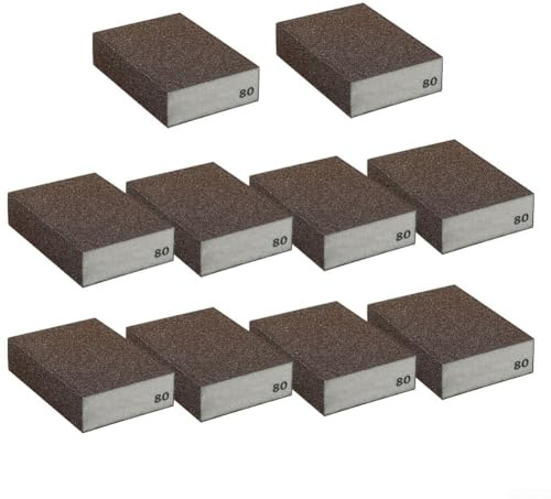 Lot de 10 éponges abrasives réutilisables humides et sèches pour travaux d'amélioration de la maison (grain 80)