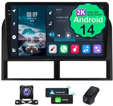 Android 14 Car Radio for Jeep Grand Cherokee WJ 1998-2004 9.5 inch 2K Touch Screen Head Unit with CarPlay Android Auto Bluetooth FM RDS GPS Navigation SWC DSP 4G WiFi + Camera DVR(2K M500S)
