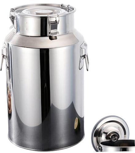 Stainless Steel Milk Can 6L Heavy Duty Milk Jug with Sealed Lid Lifting Ring & Carry Handle Stainless Steel Bucket for Liquid Storage