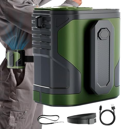 Abanico de cintura personal que sopla aire frío | Gadgets geniales recargables con linterna, enfriador de aire de 100 velocidades para trabajadores de construcción de cuello, hombres, niños, viajes