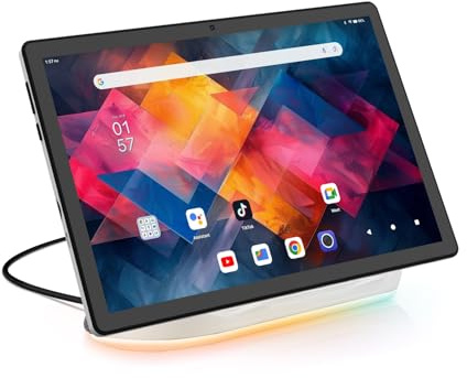 2026 Verbessertes Tablet, Android 15 Tablet 10 Zoll mit Bluetooth-Lautsprecher-Dock, 24 GB RAM+64 GB ROM+1 TB TF, Octa-Core Tablet , Dual-Kamera, Langlebiger Akku, 1280*800, Wi-Fi 6&BT 5.3(Schwarz)