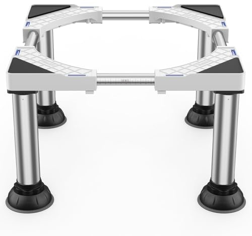 DEWEL Fridge Stand Adjustable Base for Washing Machine, Height 30-33CM, Multifunctional Base for Dishwasher, Freezer, Kitchen Cabinet and Static Household Appliances 45-67CM with 4 Strong Feet, White