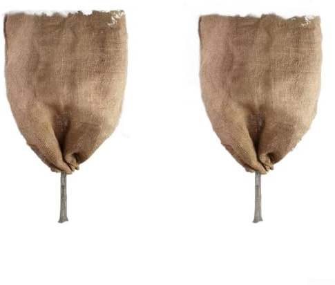 Oniissy Lot de 2 housses réutilisables en toile de jute pour plantes d'hiver – Sacs de protection contre le gel pour arbres et plantes en pot avec attache en corde – Matériau respirant pour jardin (80