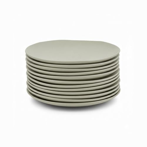 CasaSeleccion - Juego de 12 platos de postre de melamina en color verde. Resistentes y ligeros, ideales para uso diario. Diámetro 20 cm. Apto para lavavajillas. No apto para microondas