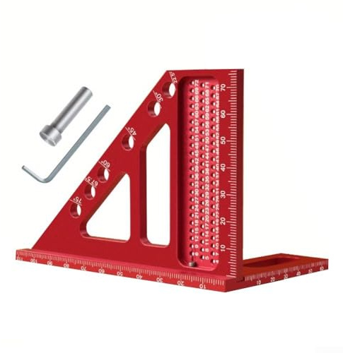 Aluminum Bevel Triangle Layout Tool 3D Multi-Angle Measuring Ruler with 0-90° Marking Anodized Alloy for Woodworking, Construction & DIY 6 Preset Angles
