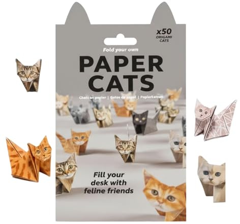50 Sheets 3D Paper Cats Origami Kit, Gifts for Cat Lovers, Cool Cat Theme Craft Gifts for Adults, Gifts for Crafters Christmas , Unusual Desk Decorations, Unique DIY Fold Your Own Crafting