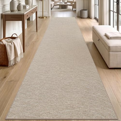 DEXI Löparmatta 80 x 300 cm, Extra Lång Halkfri Smutsfångarmatta, Köksmattor med Gummibaksida, Tunn och Tvättbar Golvmatta Löpare för Hall Entré Tvätt Dessutom, Beige