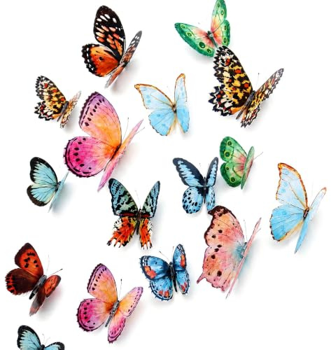 Kaaeiccr 3D Butterfly Wall Stickers Double-Sided Wall Decoration DIY Decor