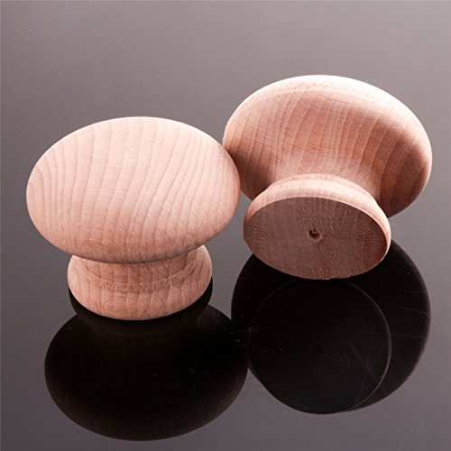 2X Large 50mm Drilled Natural Plain Knobs - Wooden Cupboard/Door/Drawer Handles
